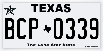 TX license plate BCP0339