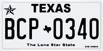 TX license plate BCP0340