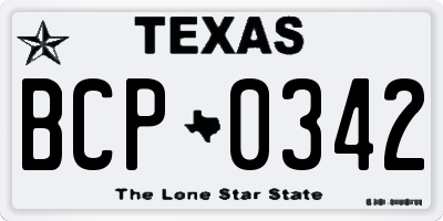 TX license plate BCP0342