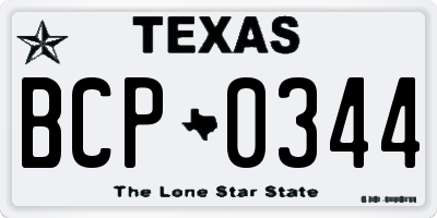 TX license plate BCP0344