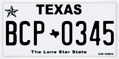 TX license plate BCP0345