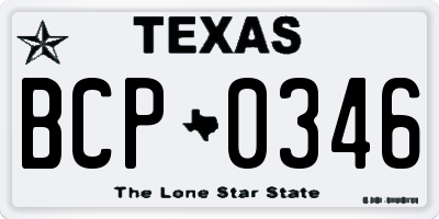 TX license plate BCP0346