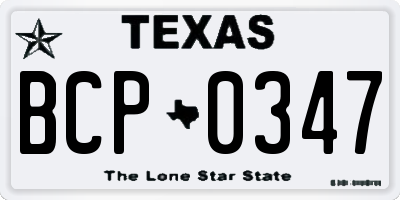 TX license plate BCP0347