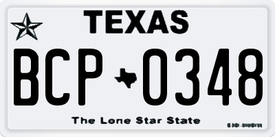 TX license plate BCP0348