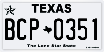 TX license plate BCP0351
