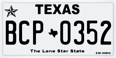 TX license plate BCP0352