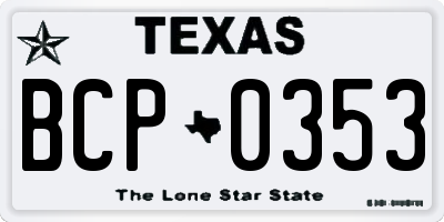 TX license plate BCP0353