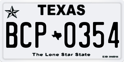 TX license plate BCP0354