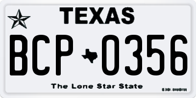 TX license plate BCP0356