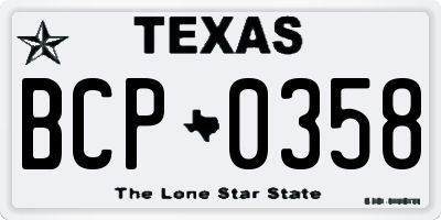 TX license plate BCP0358