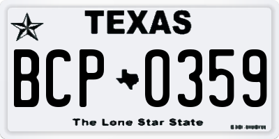 TX license plate BCP0359