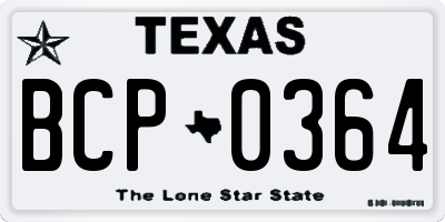 TX license plate BCP0364