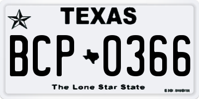 TX license plate BCP0366