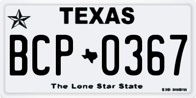 TX license plate BCP0367