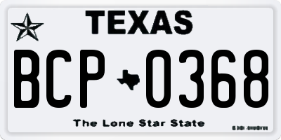 TX license plate BCP0368