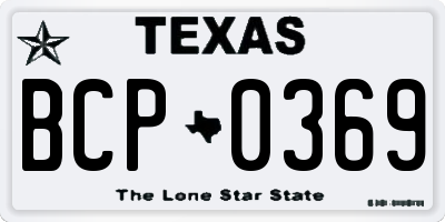 TX license plate BCP0369