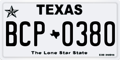 TX license plate BCP0380