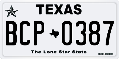 TX license plate BCP0387
