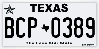 TX license plate BCP0389