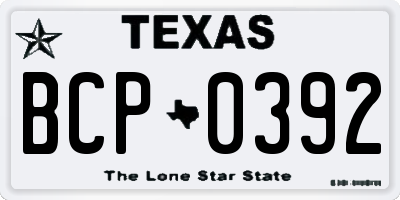 TX license plate BCP0392