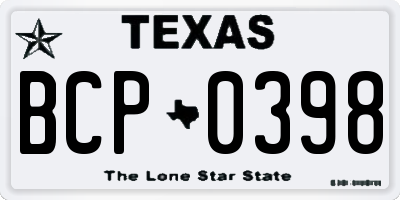 TX license plate BCP0398