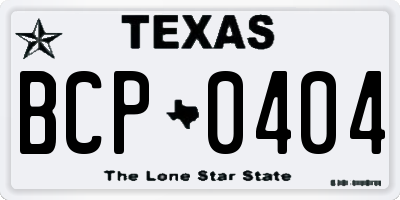 TX license plate BCP0404