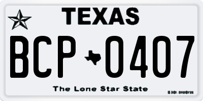 TX license plate BCP0407
