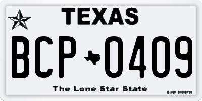TX license plate BCP0409