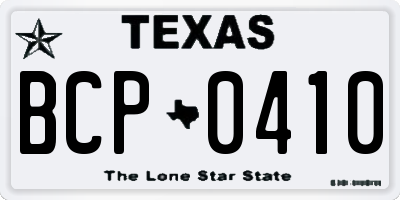 TX license plate BCP0410