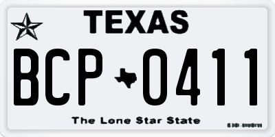 TX license plate BCP0411