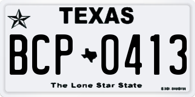 TX license plate BCP0413