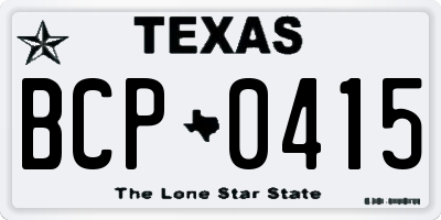 TX license plate BCP0415