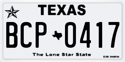 TX license plate BCP0417