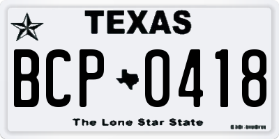 TX license plate BCP0418