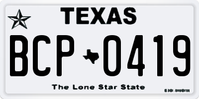 TX license plate BCP0419