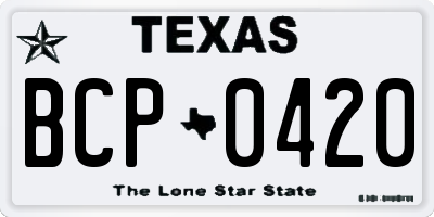 TX license plate BCP0420