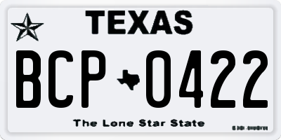 TX license plate BCP0422