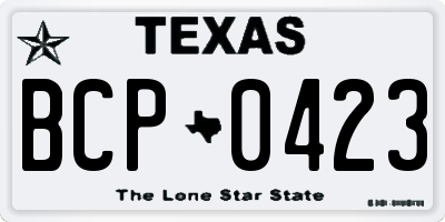 TX license plate BCP0423
