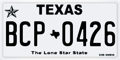 TX license plate BCP0426
