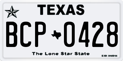 TX license plate BCP0428