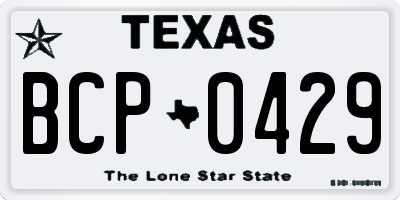 TX license plate BCP0429