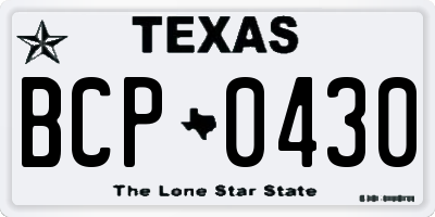TX license plate BCP0430