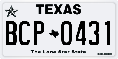 TX license plate BCP0431