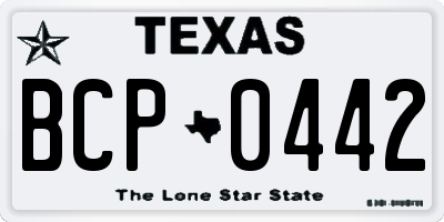 TX license plate BCP0442