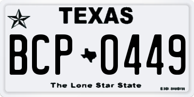 TX license plate BCP0449