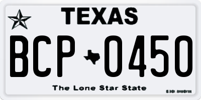 TX license plate BCP0450