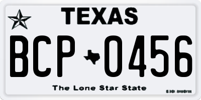 TX license plate BCP0456