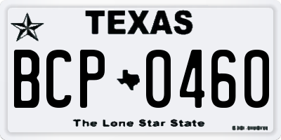 TX license plate BCP0460