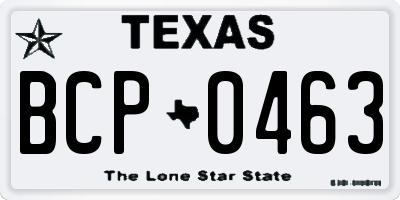 TX license plate BCP0463