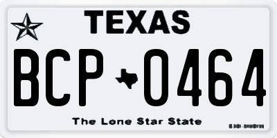 TX license plate BCP0464